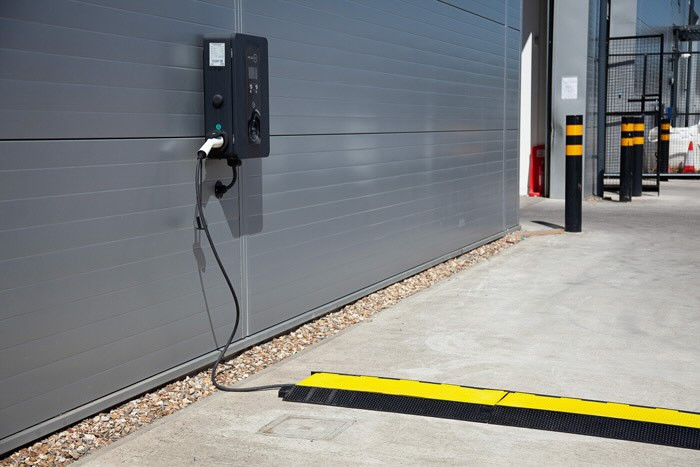 Outdoor black and yellow EV cable protector Outdoor black and yellow EV cable protector