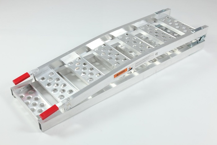 Folded aluminium motorbike ramp