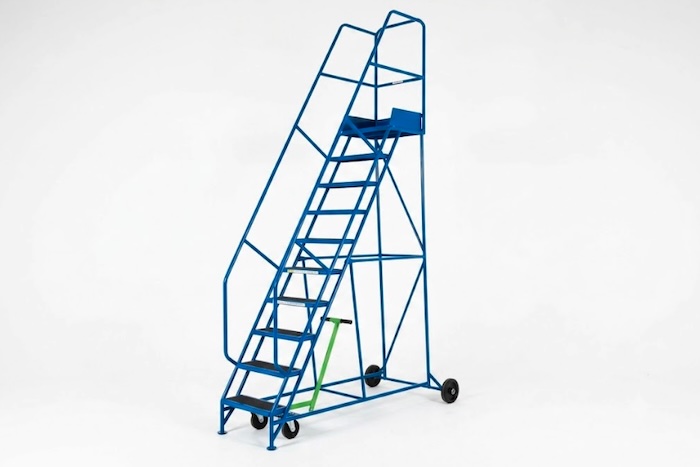 Mobile Industrial steel ladder with PVC treads