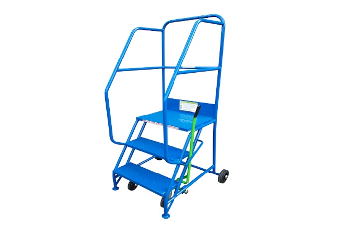 Mobile Steel Warehouse ladder with 3 treads
