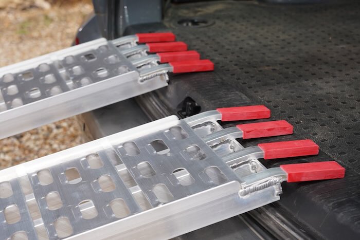 Ramps resting on van