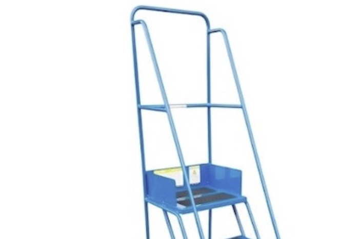 Narrow ladder with handrails and platform 