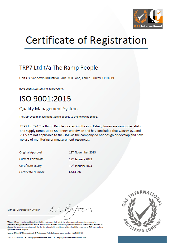 The Ramp People ISO 9001 2022