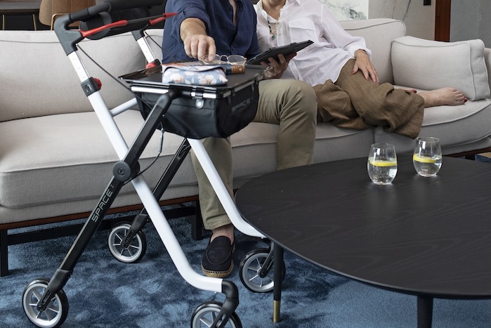 Rehasense indoor rollator in use in home 