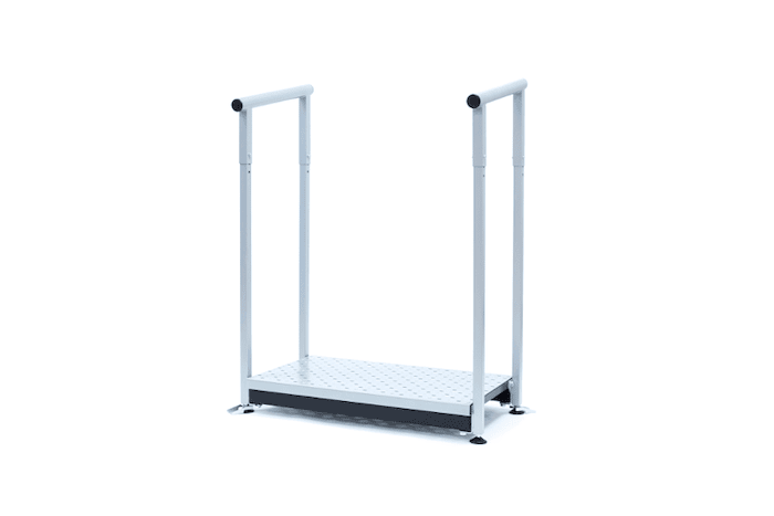 Half step with double handrails