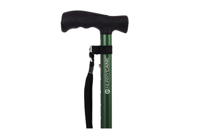 Adjustable walking stick with strap