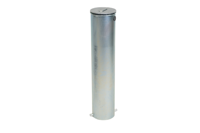 Steel security bollard stored