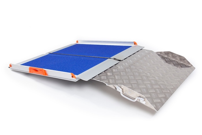 folding ramp with aluminium wheelchair ramp to bridge door threshold