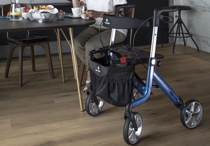 Blue Space LX rollator in restaurant Blue Space LX rollator in restaurant