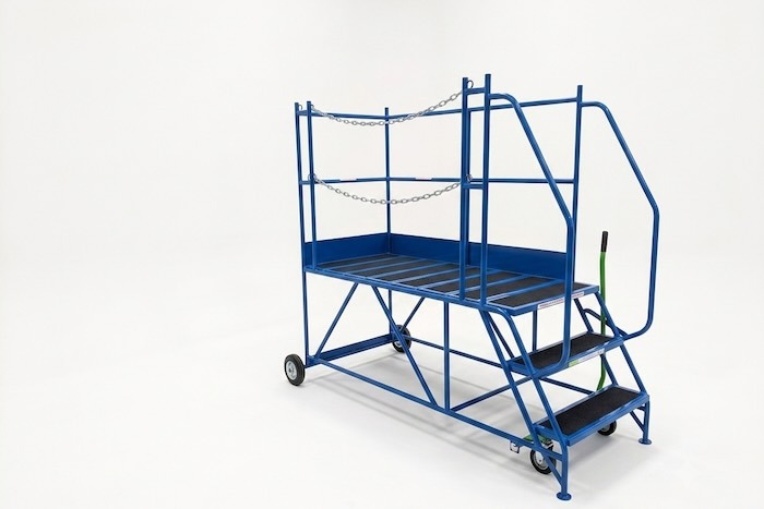Mobile steel ladder with wheels 