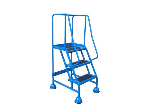 Warehouse ladder with dual handrails Warehouse ladder with dual handrails