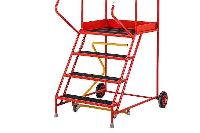Steel ladder on wheels 