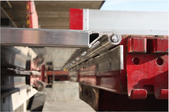 Aluminium Hinged tailboard on flat bed vehicle