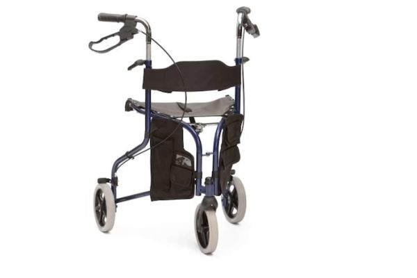 Blue Tri-walker with bag and seat