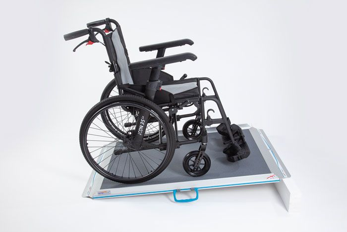 Self-propelled wheelchair on Aerolight-Classic Non-Folding Wheelchair Ramp