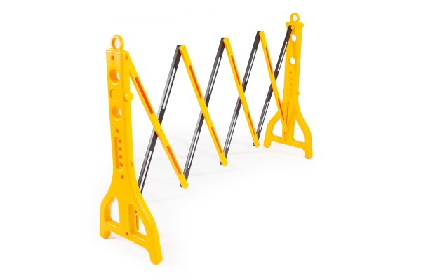 Yellow plastic expandable barrier