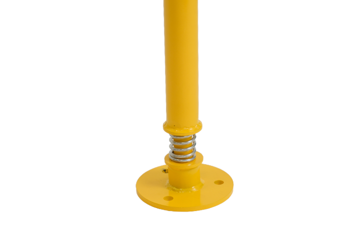 Yellow security post with spring 