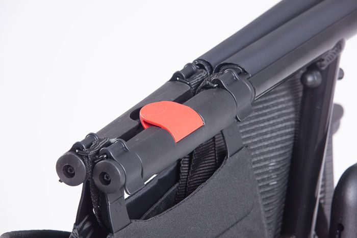 Rollator clipped shut when stored Rollator clipped shut when stored