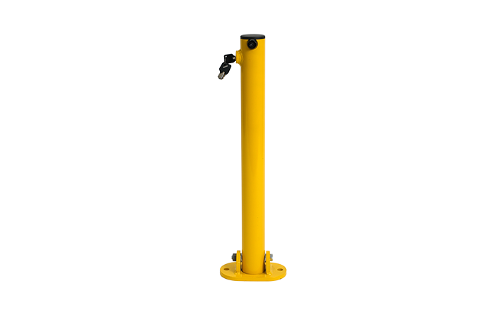 Fold down yellow security bollard