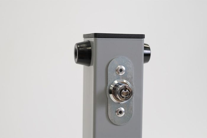 Security bollard with lock and protectors Security bollard with lock and protectors