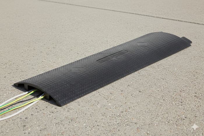 Cable cover on pavement