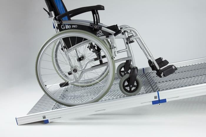 Wheelchair going up Anyramp